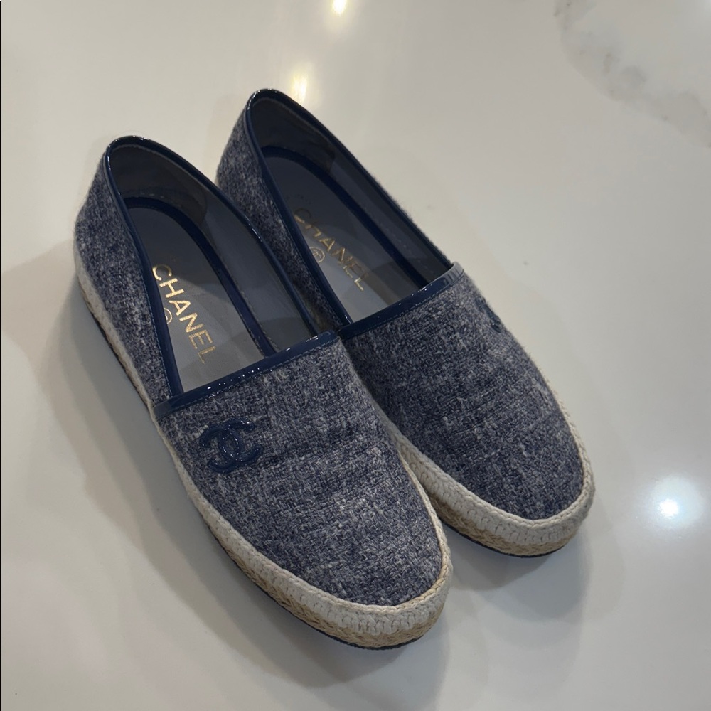 CHANEL Navy Espadrille Shoes